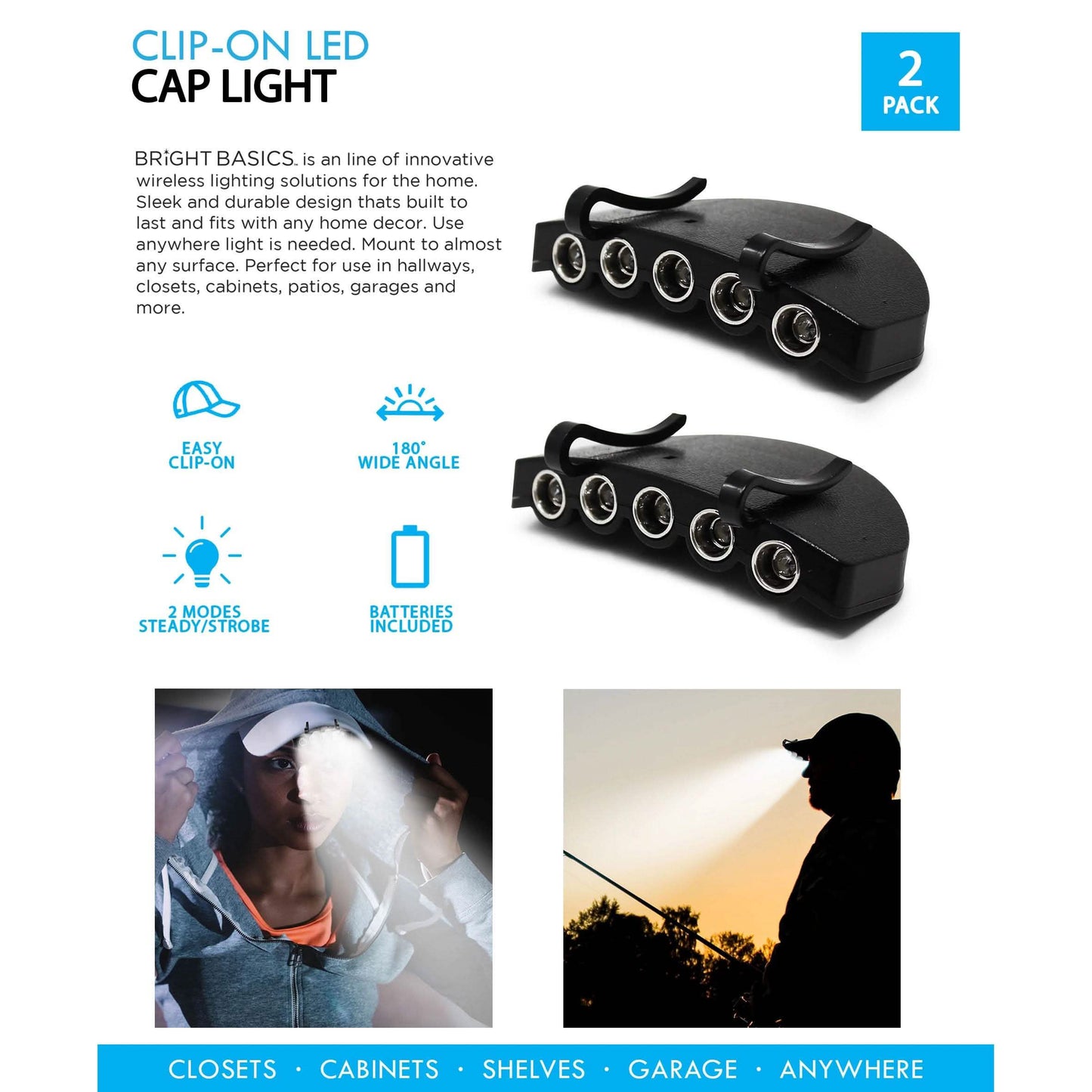 2-Pack: Bright Basics Clip-On LED Hat Lights