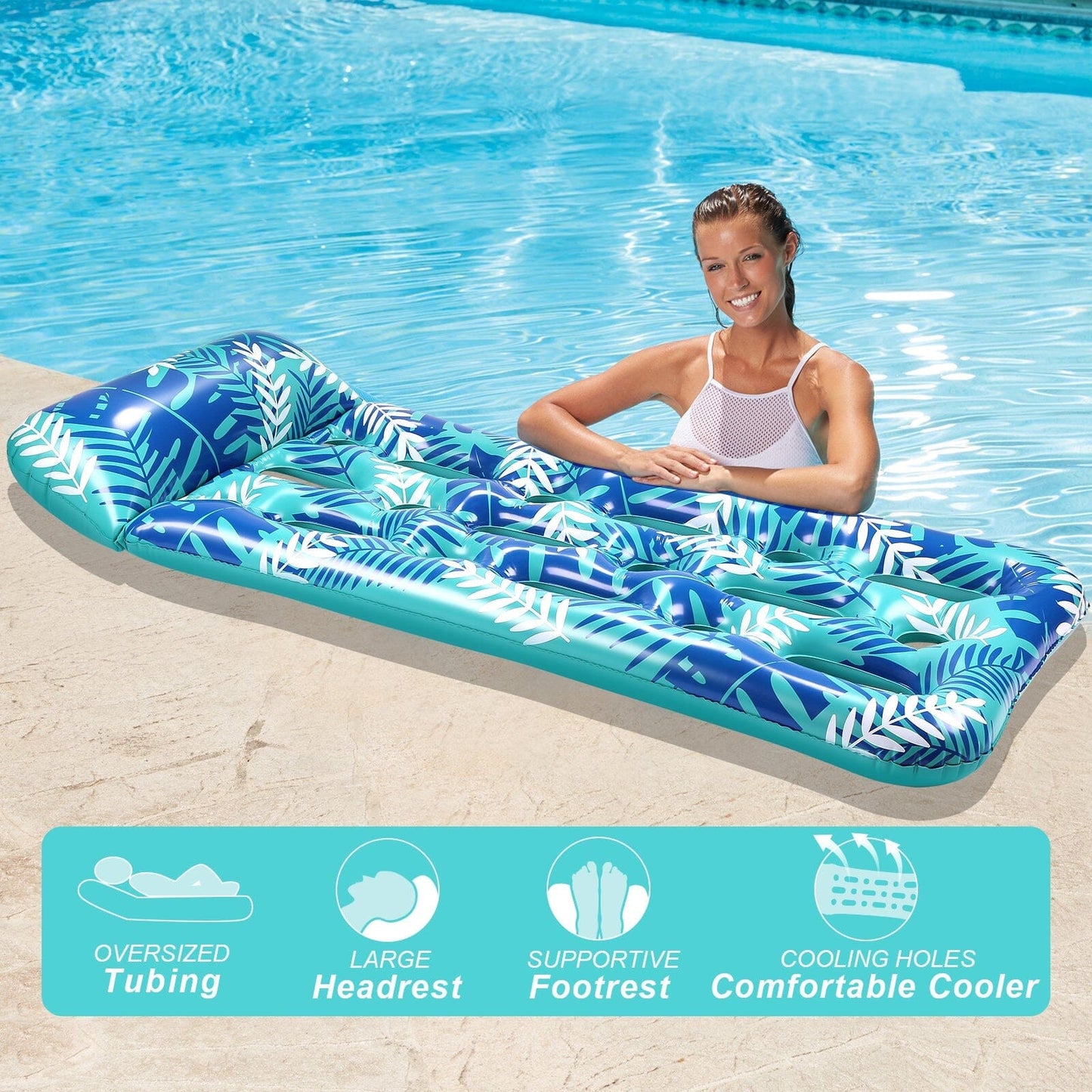 70" x 30" Inflatable Lounge Pool with Headrest