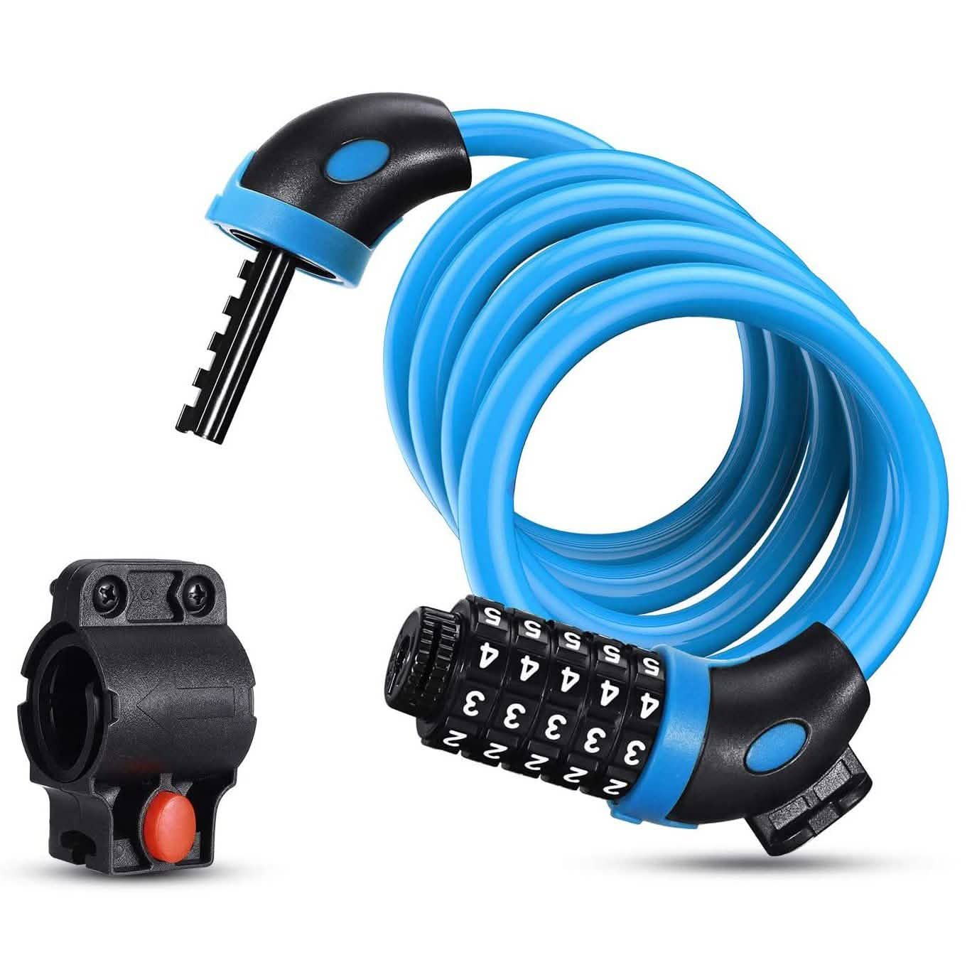 Famistar 4 Feet 5 Digit Resettable Combination Coiling Bike Chain Lock
