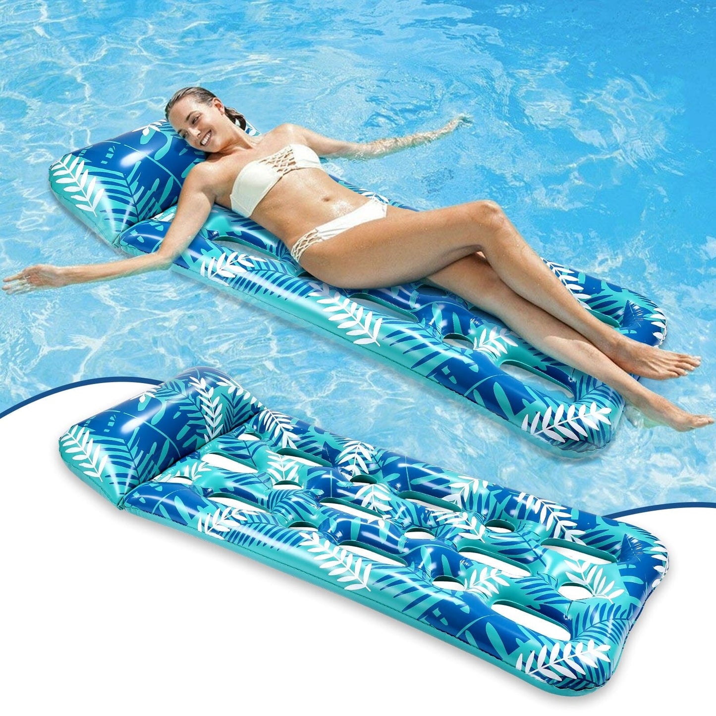 70" x 30" Inflatable Lounge Pool with Headrest