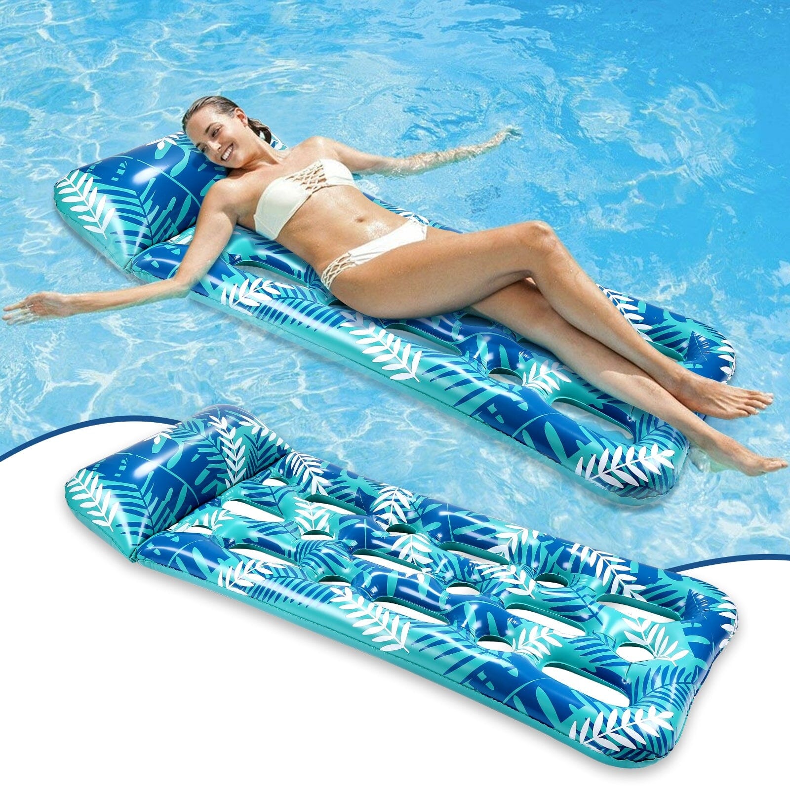 70" x 30" Inflatable Lounge Pool with Headrest