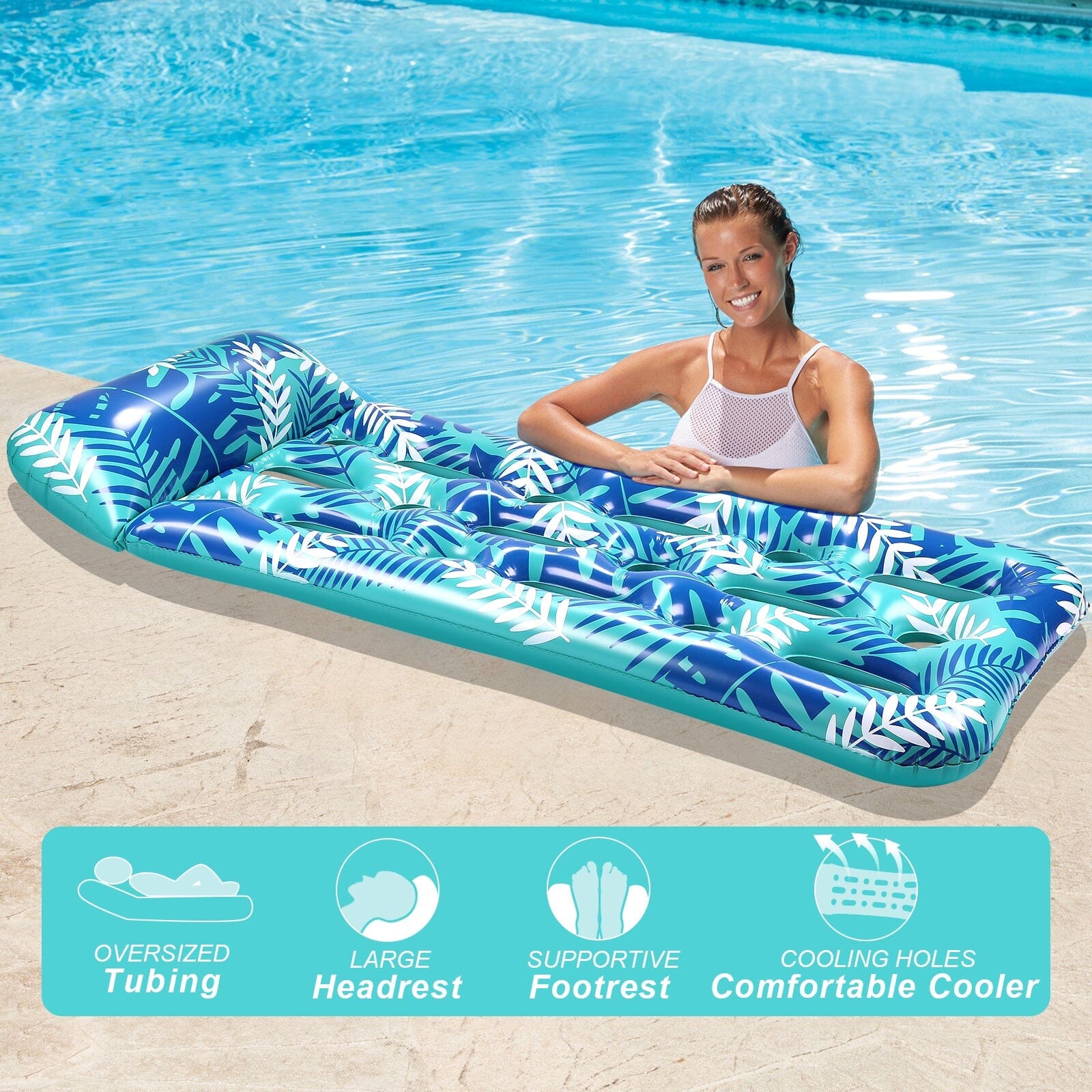 70" x 30" Inflatable Lounge Pool with Headrest