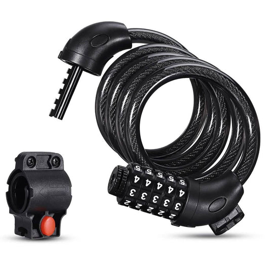 Famistar 4 Feet 5 Digit Resettable Combination Coiling Bike Chain Lock