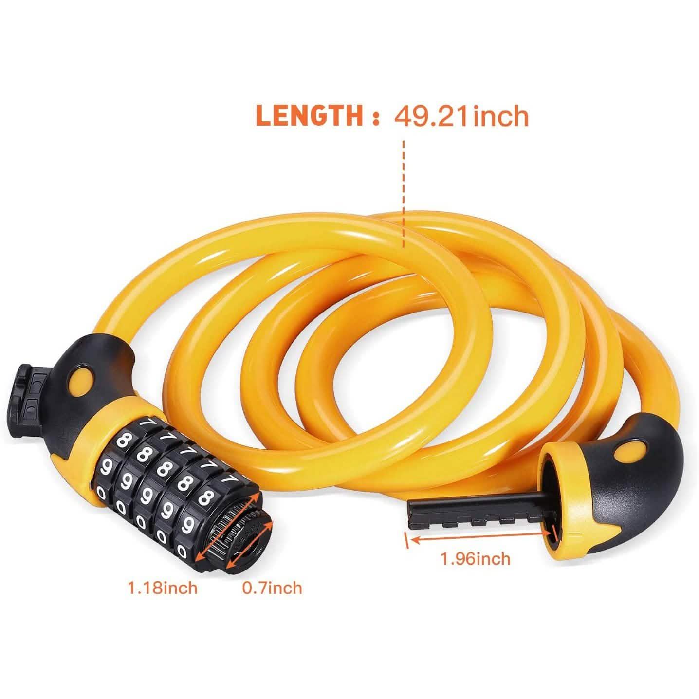 Famistar 4 Feet 5 Digit Resettable Combination Coiling Bike Chain Lock