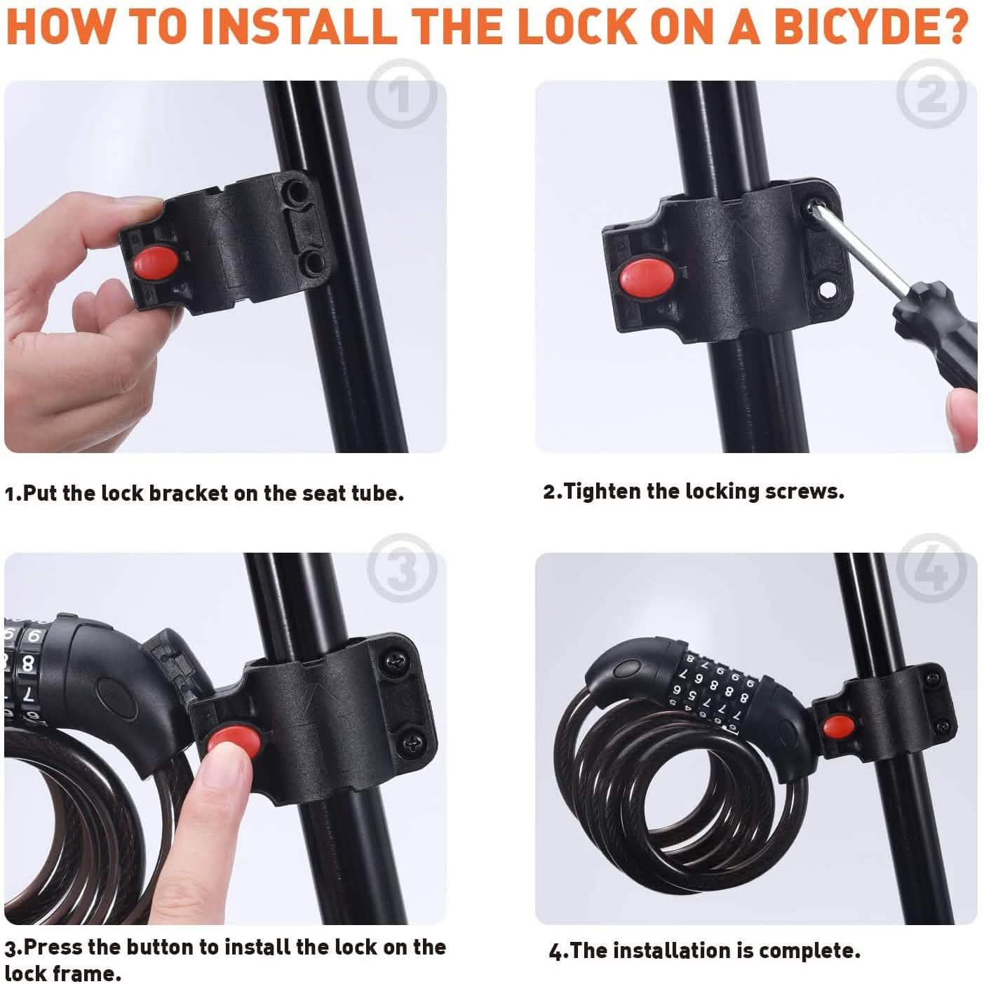 Famistar 4 Feet 5 Digit Resettable Combination Coiling Bike Chain Lock