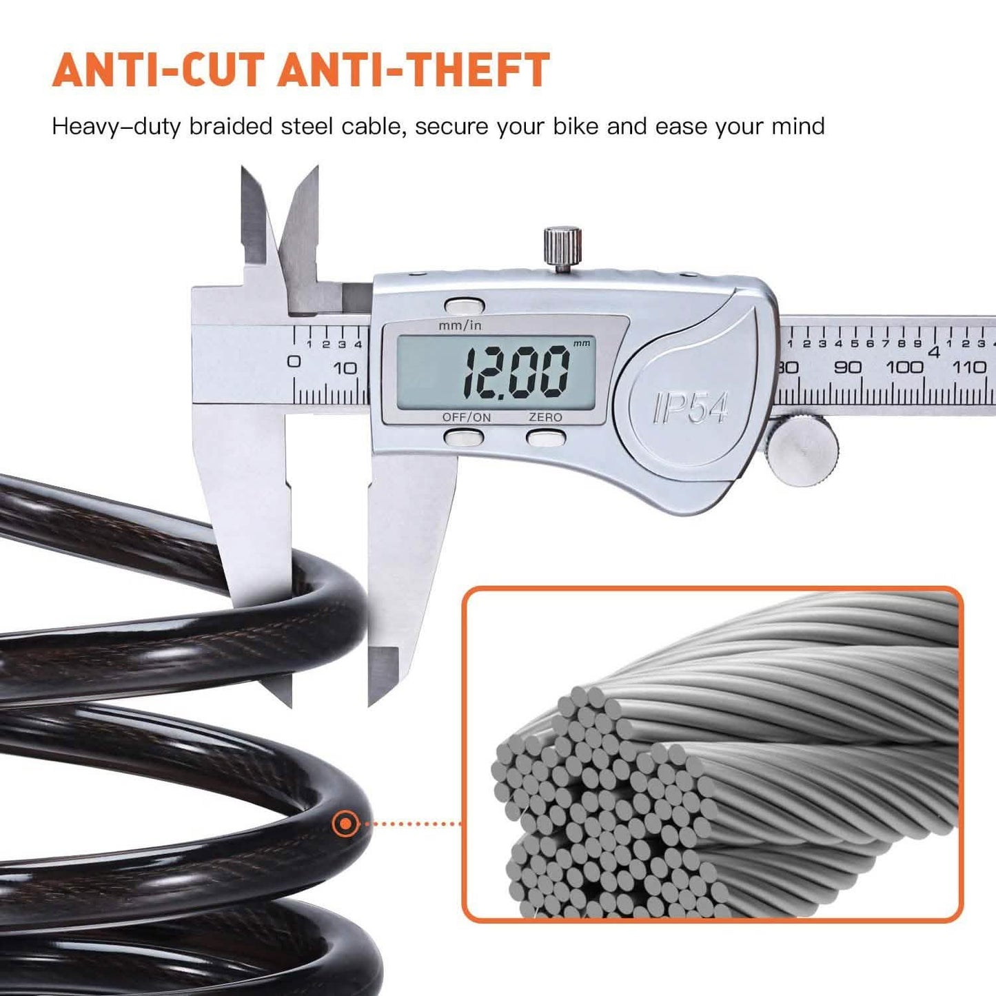Famistar 4 Feet 5 Digit Resettable Combination Coiling Bike Chain Lock
