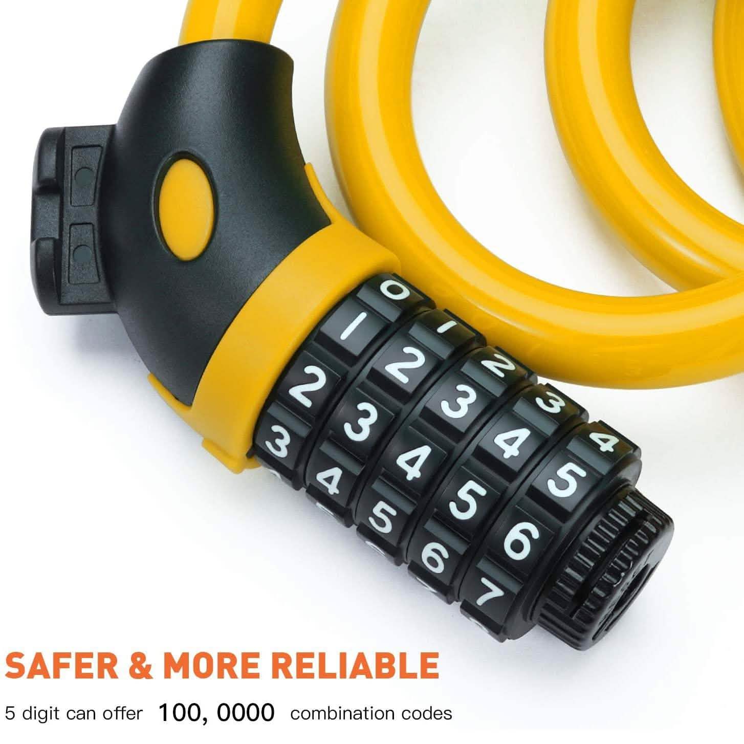 Famistar 4 Feet 5 Digit Resettable Combination Coiling Bike Chain Lock