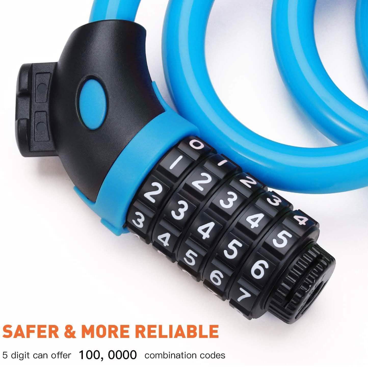 Famistar 4 Feet 5 Digit Resettable Combination Coiling Bike Chain Lock