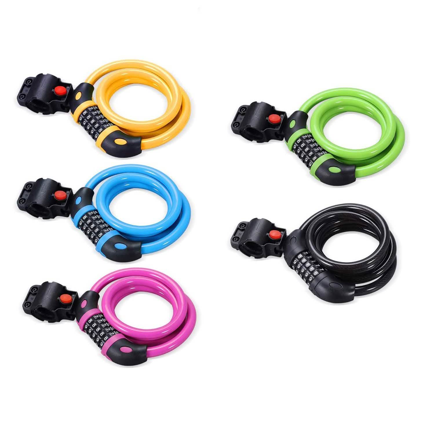 Famistar 4 Feet 5 Digit Resettable Combination Coiling Bike Chain Lock