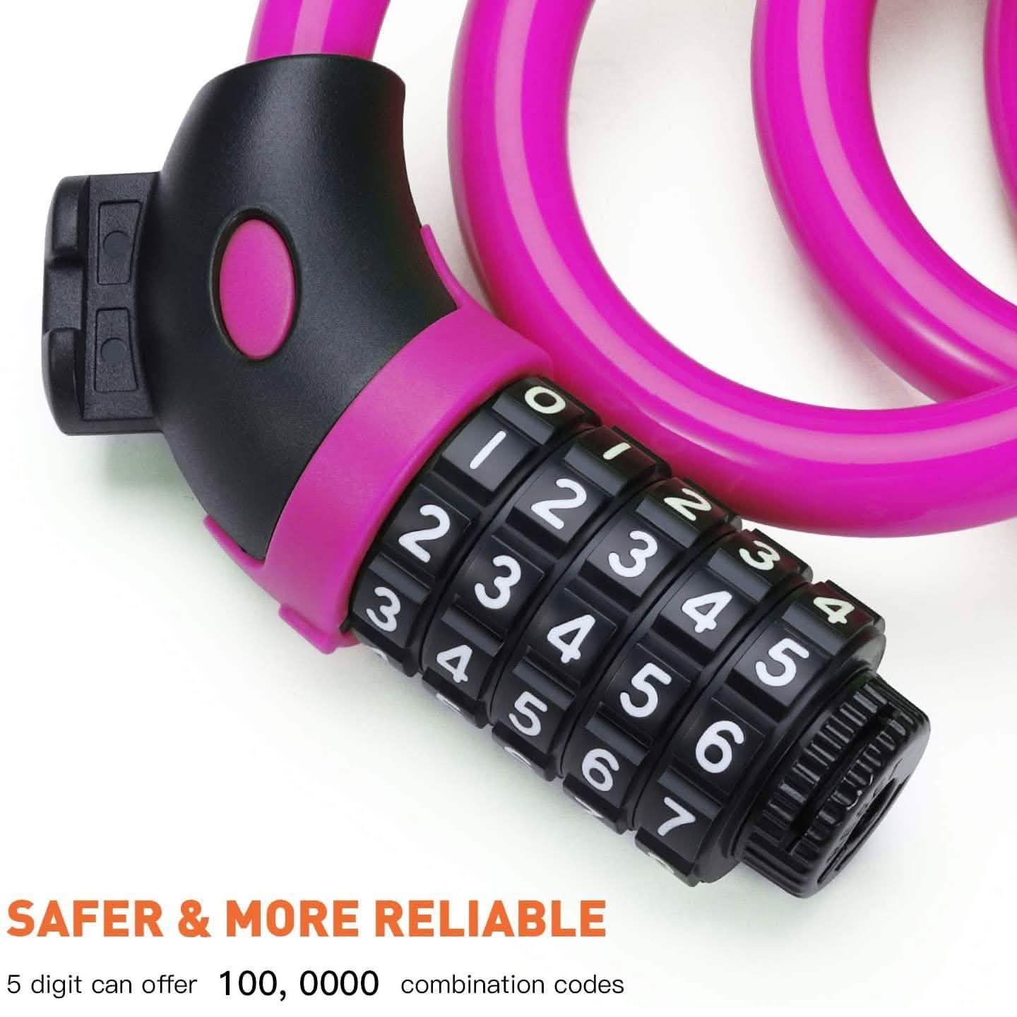 Famistar 4 Feet 5 Digit Resettable Combination Coiling Bike Chain Lock
