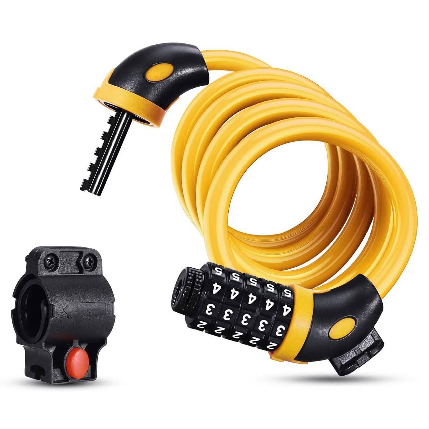 Famistar 4 Feet 5 Digit Resettable Combination Coiling Bike Chain Lock