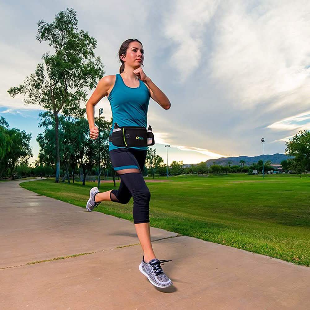 Men or Women's Hydration Running Belt Pouch With Water Bottles And Zippered Compartment