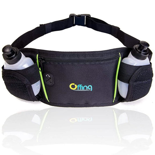 Men or Women's Hydration Running Belt Pouch With Water Bottles And Zippered Compartment