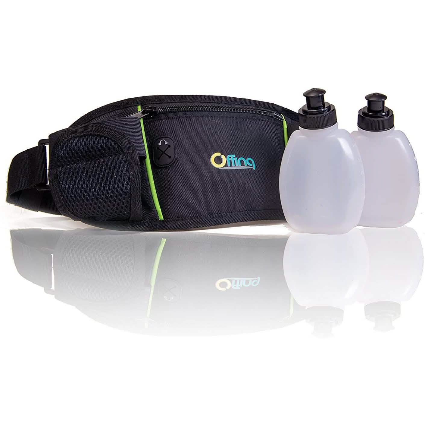 Men or Women's Hydration Running Belt Pouch With Water Bottles And Zippered Compartment